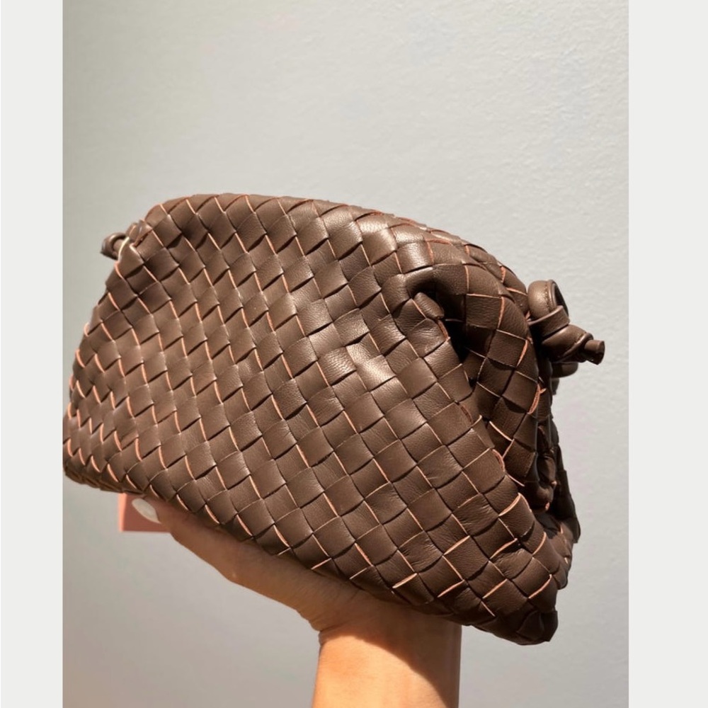 Quince Dark Brown Woven Leather Wristlet